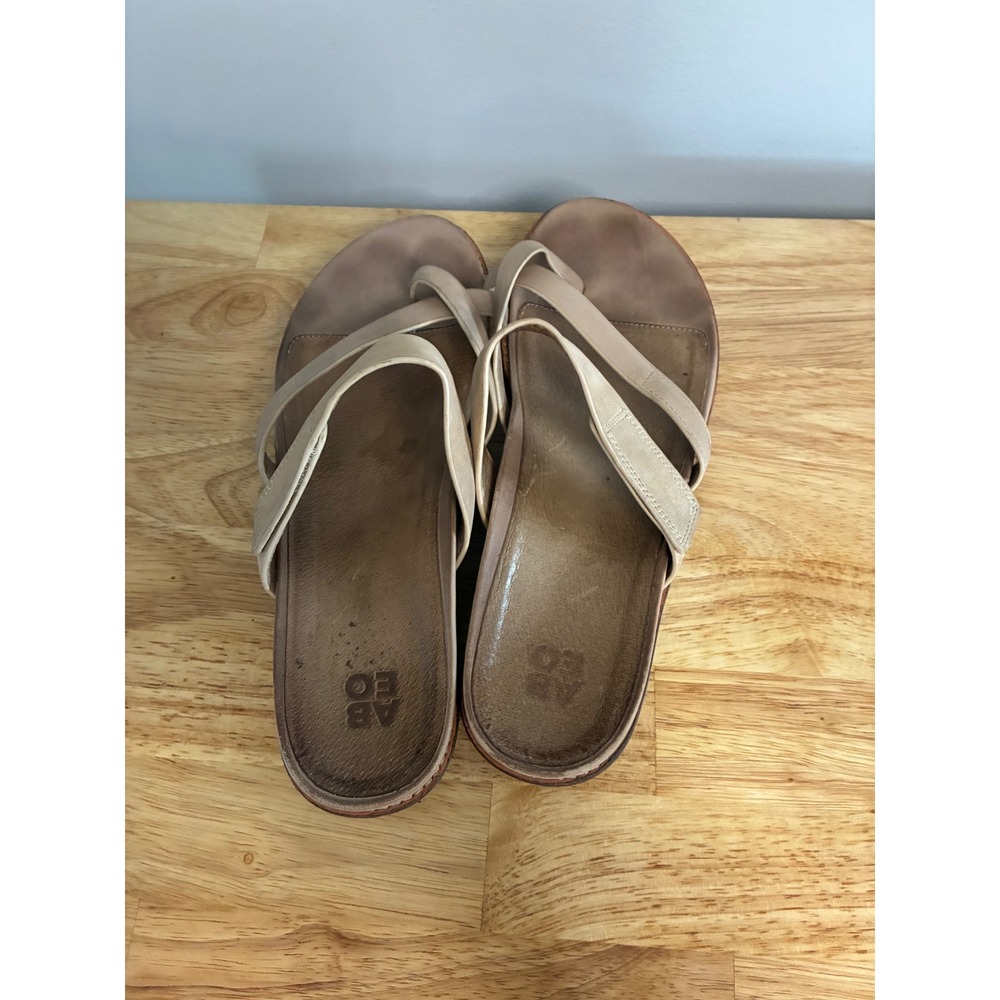 Abeo Zeala ABZW0094 Tan Champagne Leather Multi-Strap Comfort Sandals 10N